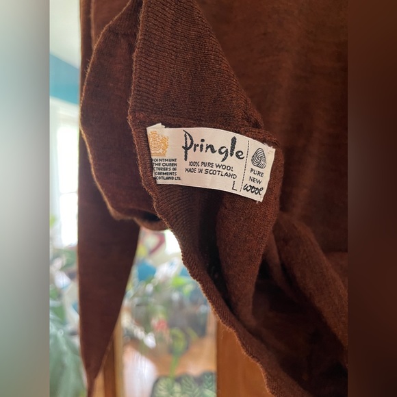 Vintage Pringle of Scotland 100% Wool Brown Turtleneck - women’s large NWT - Picture 4 of 4
